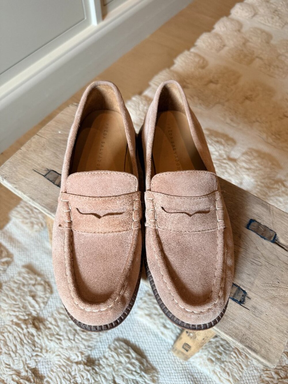 Freda Salvador Blush Suede Loafers, Size 9.5